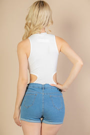 Ribbed Sleeveless Cutout Bodysuit