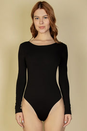 Ribbed Scoop Neck Long Sleeve Bodysuit
