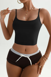 Twist Back Crop Tank Top Sports Bra W/pads