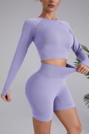 2pc Quick Dry Long Sleeve Top And Shorts Set