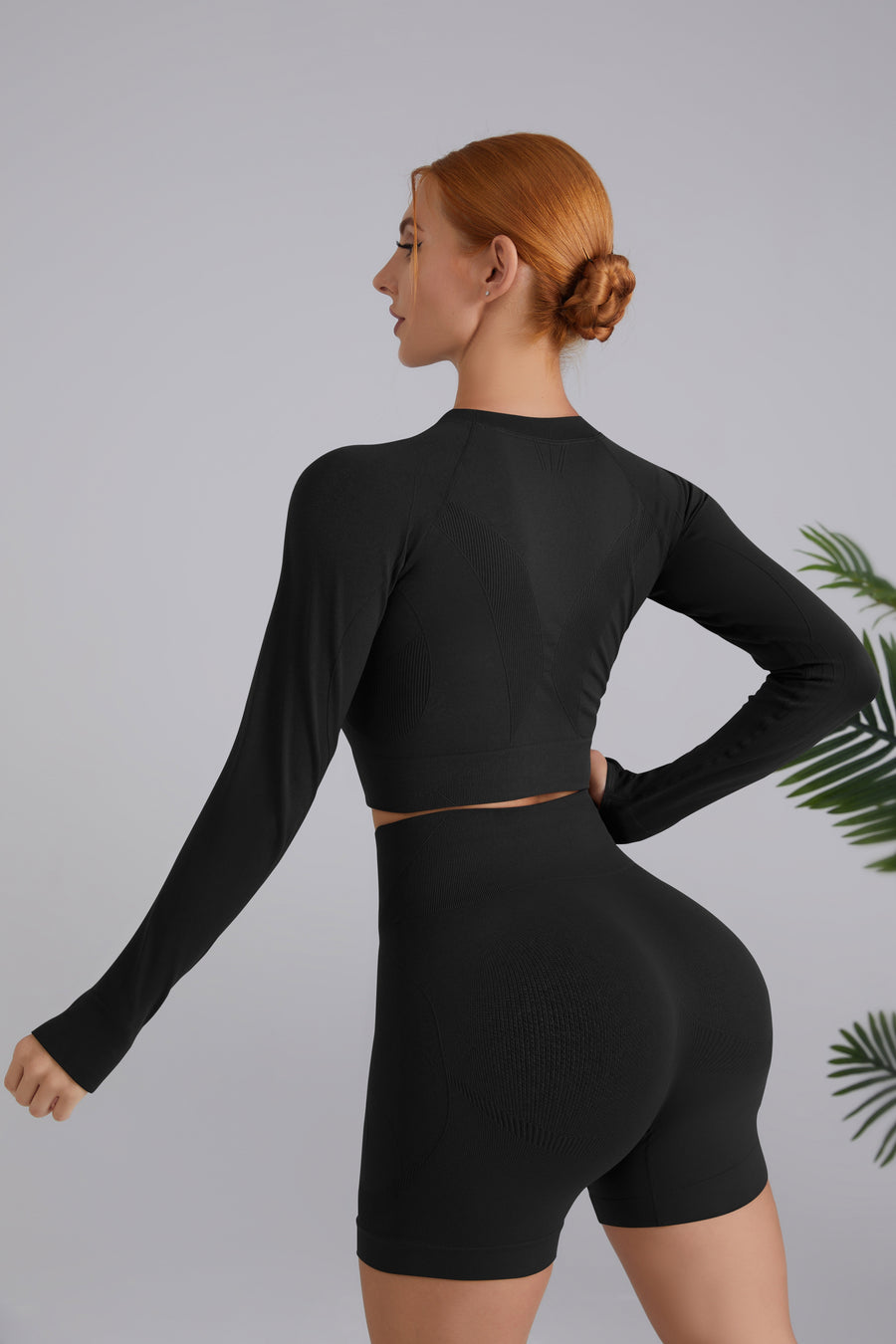 2pc Quick Dry Long Sleeve Top And Shorts Set