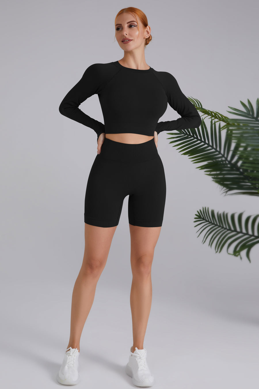 2pc Quick Dry Long Sleeve Top And Shorts Set