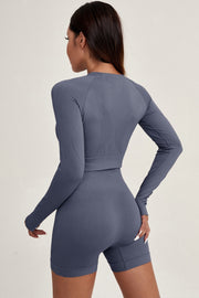 2pc Quick Dry Long Sleeve Top And Shorts Set