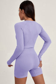 2pc Quick Dry Long Sleeve Top And Shorts Set