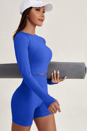 2pc Quick Dry Long Sleeve Top And Shorts Set