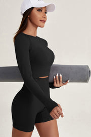 2pc Quick Dry Long Sleeve Top And Shorts Set
