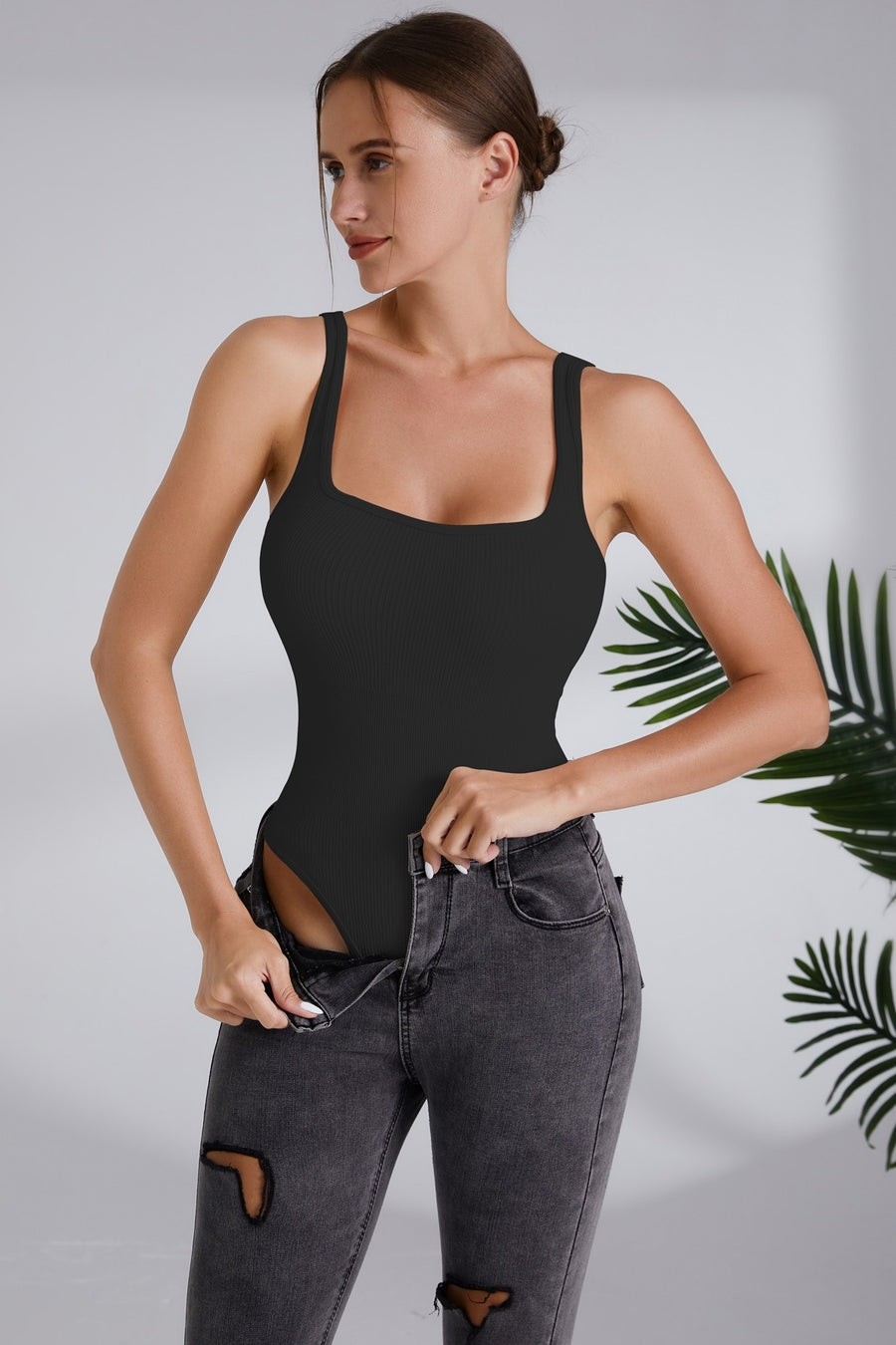 Seamless Ribbed Square Neck Tank Bodysuit
