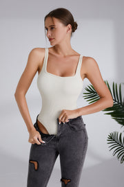 Seamless Ribbed Square Neck Tank Bodysuit