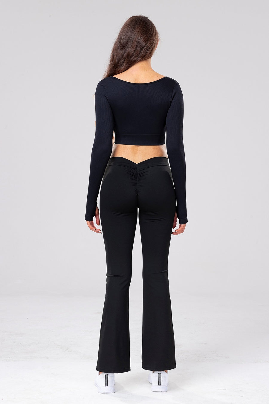 Long Sleeve Square Neck Ribbed Crop Top
