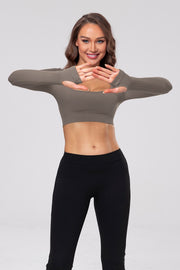 Long Sleeve Square Neck Ribbed Crop Top