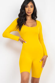 Scoop Neck Long Sleeve Bodycon Romper