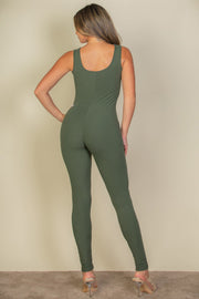 Ribbed Scoop Neck Bodycon Jumpsuit