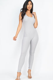Ribbed Scoop Neck Bodycon Jumpsuit