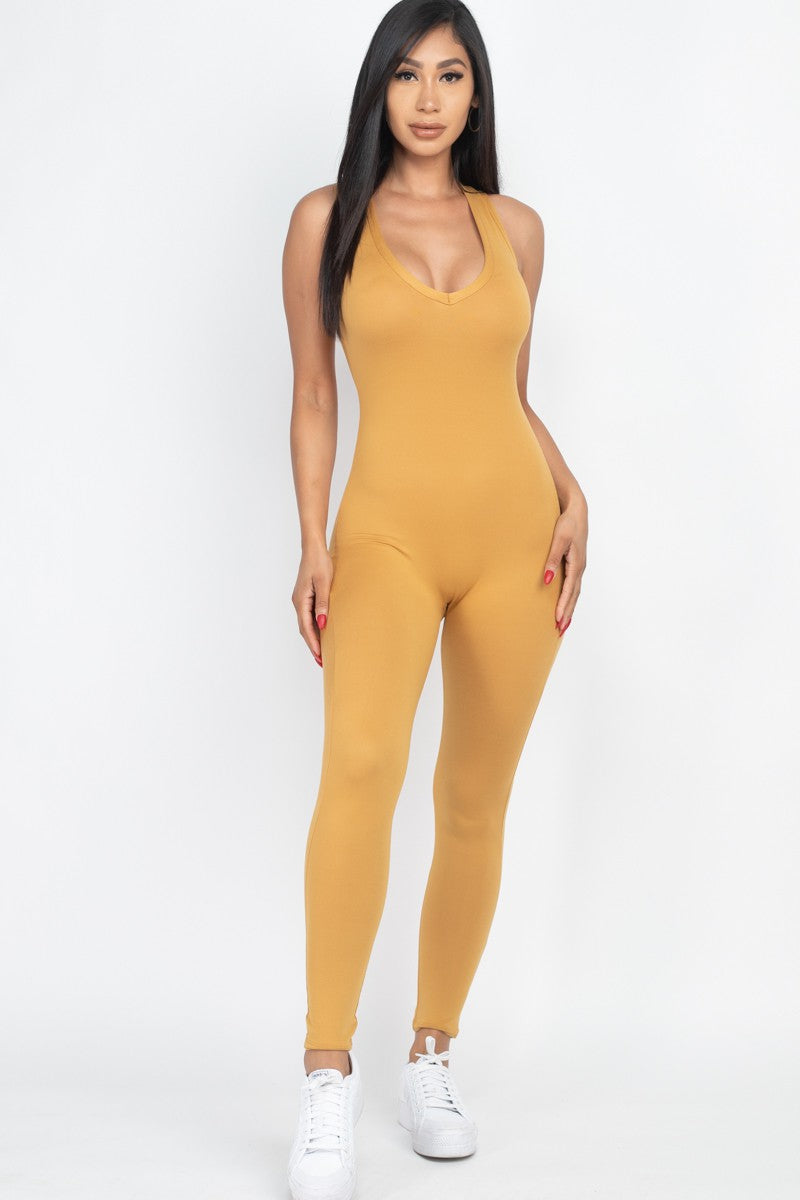 Scoop Neck Racer Back Bodycon Jumpsuit