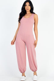 French Terry Sleeveless Scoop Neck Jumpsuit