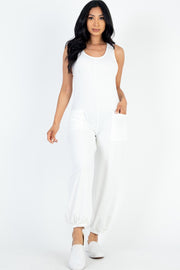 French Terry Sleeveless Scoop Neck Jumpsuit