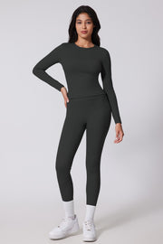 2pc Long Sleeve Top And Yoga Legging Set
