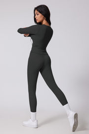 2pc Long Sleeve Top And Yoga Legging Set