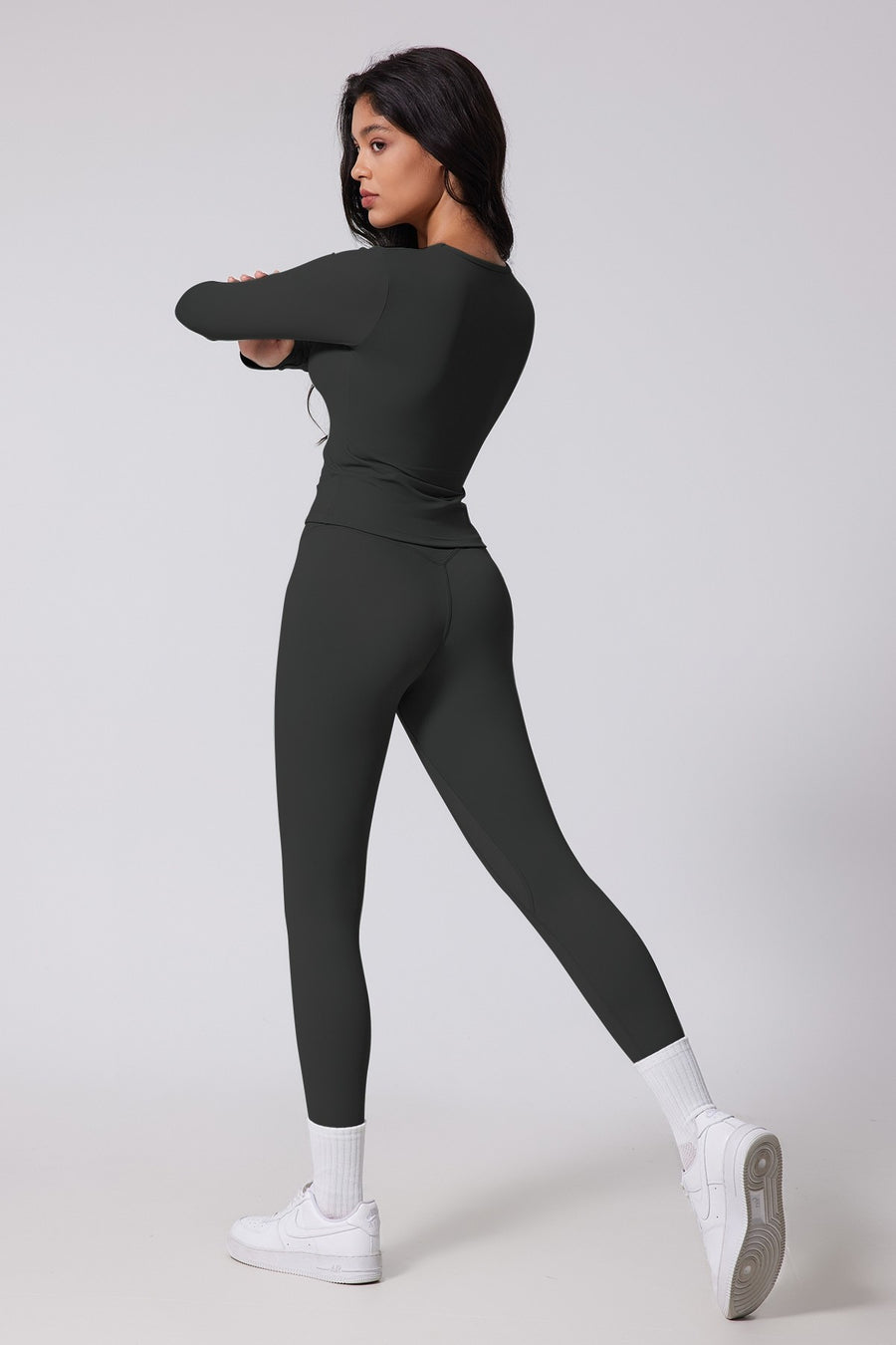 2pc Long Sleeve Top And Yoga Legging Set