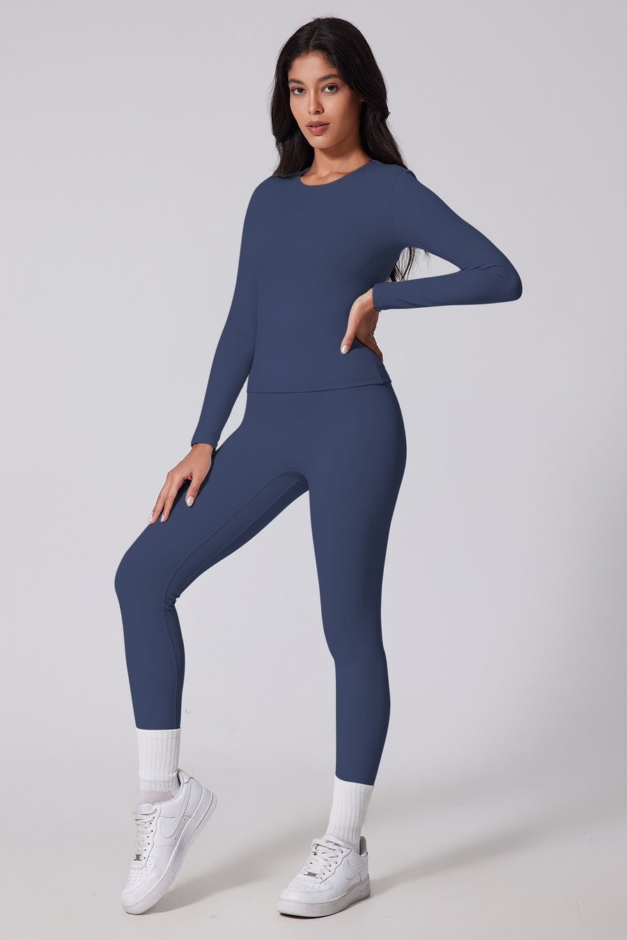 2pc Long Sleeve Top And Yoga Legging Set