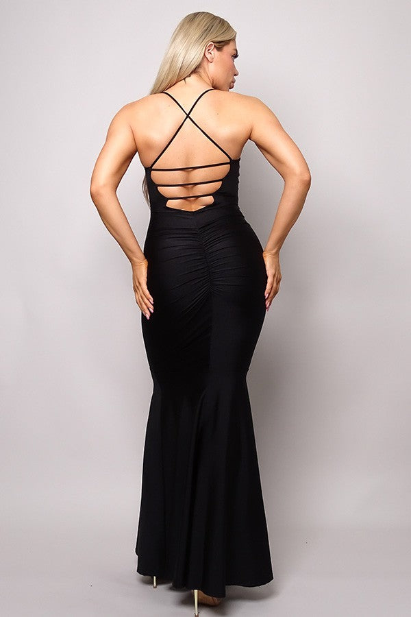HIGH STANDARDS HALTER MAXI DRESS
