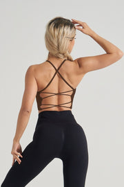 Cross Back Rib Padded Sports Bra