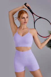 Cross Back Rib Padded Sports Bra