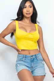 Sleeveless Bow Tie Front Crop Top