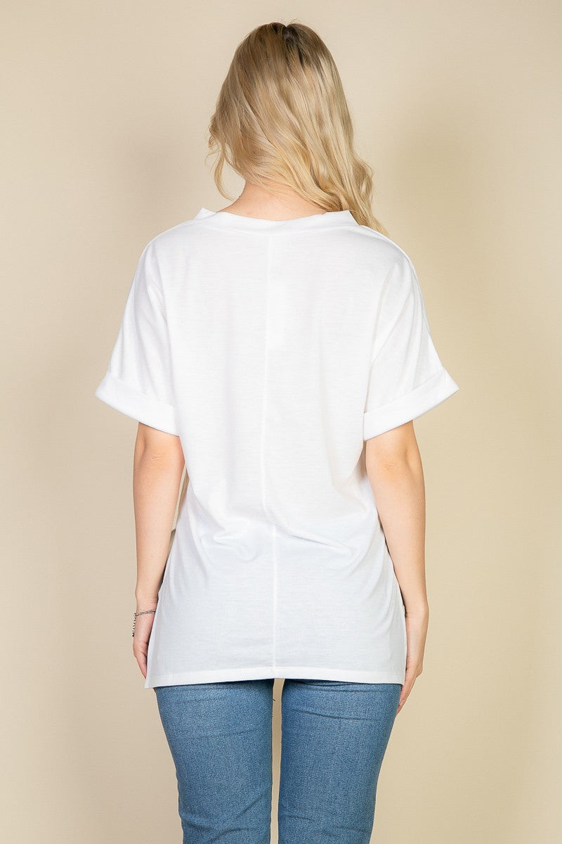 Batwing Sleeve Side Slit Oversized Tee shirt top