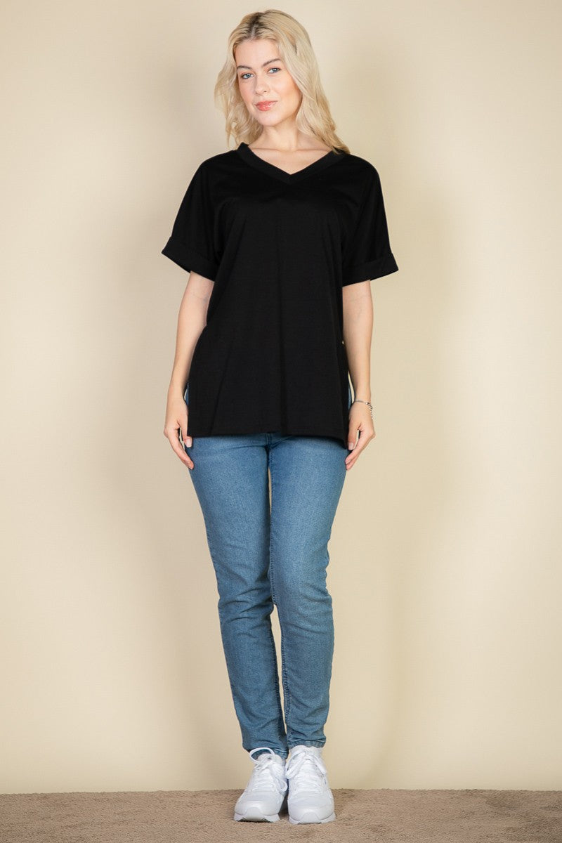 Batwing Sleeve Side Slit Oversized Tee shirt top