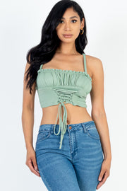 Cutie Pie Ruched Bust Lace-up Cami Crop Top