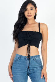 Cutie Pie Ruched Bust Lace-up Cami Crop Top