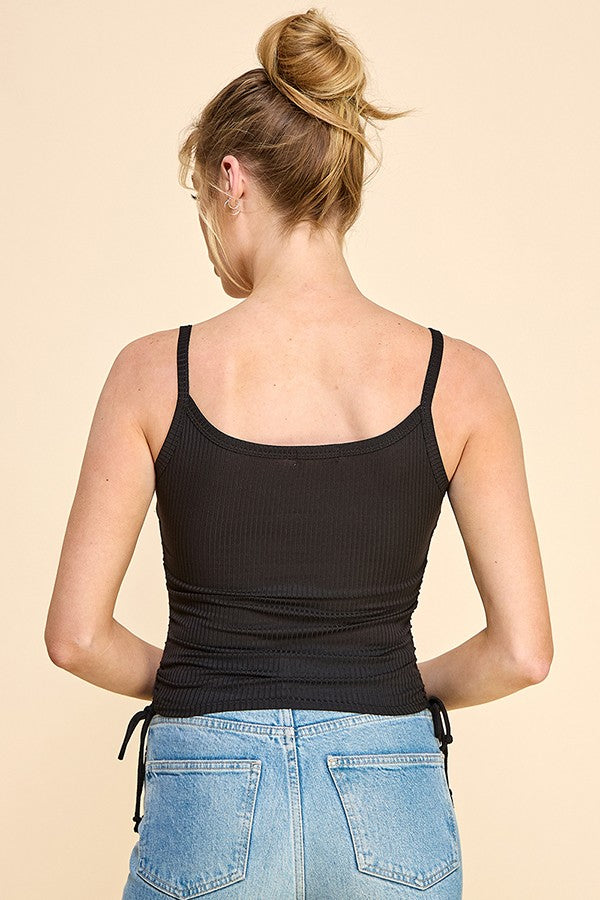 Side Ruching Cami Ribbed Top