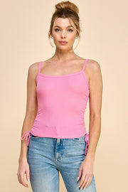 Side Ruching Cami Ribbed Top