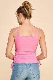 Side Ruching Cami Ribbed Top