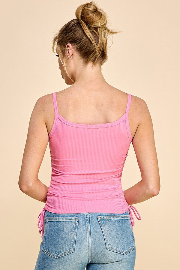 Side Ruching Cami Ribbed Top
