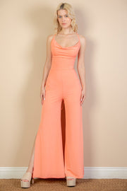 Backless Split Wide Leg Jumpsuit