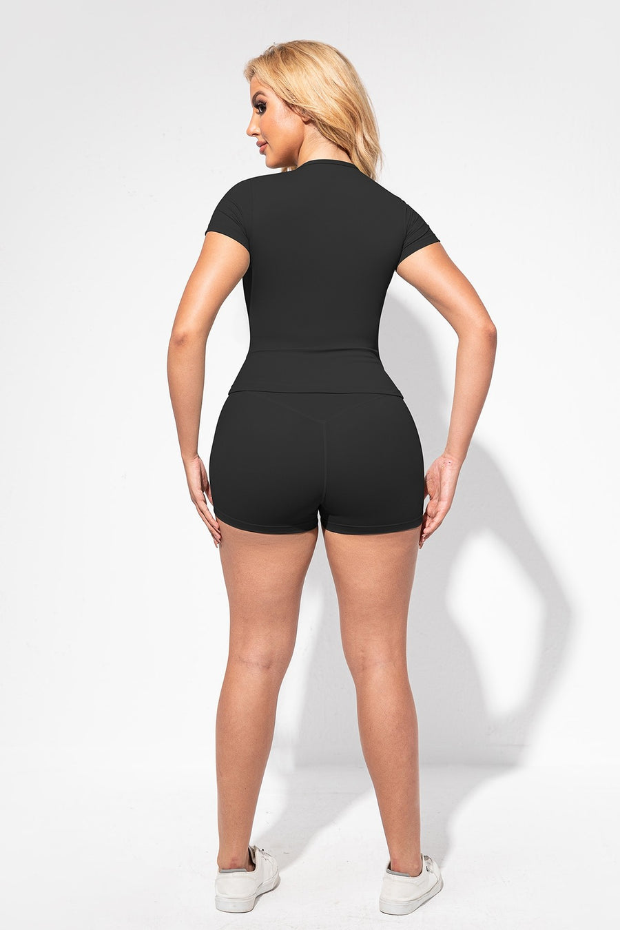 2pc Short Sleeve Top And Short Yoga Set