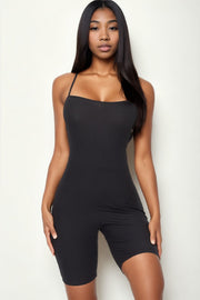 Ribbed Crisscross Back Sleeveless Romper