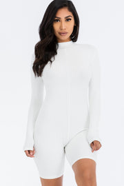 Mock Neck Ribbed Romper