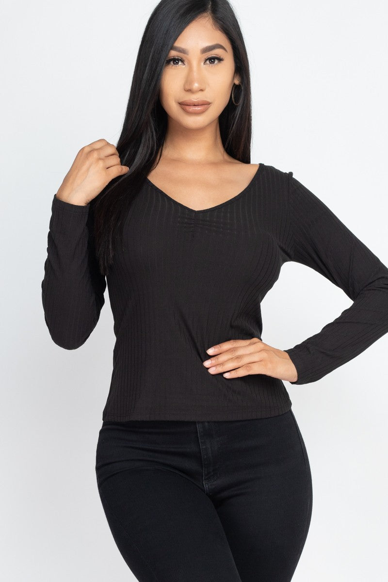 Ruched Chest detail Ribbed Top
