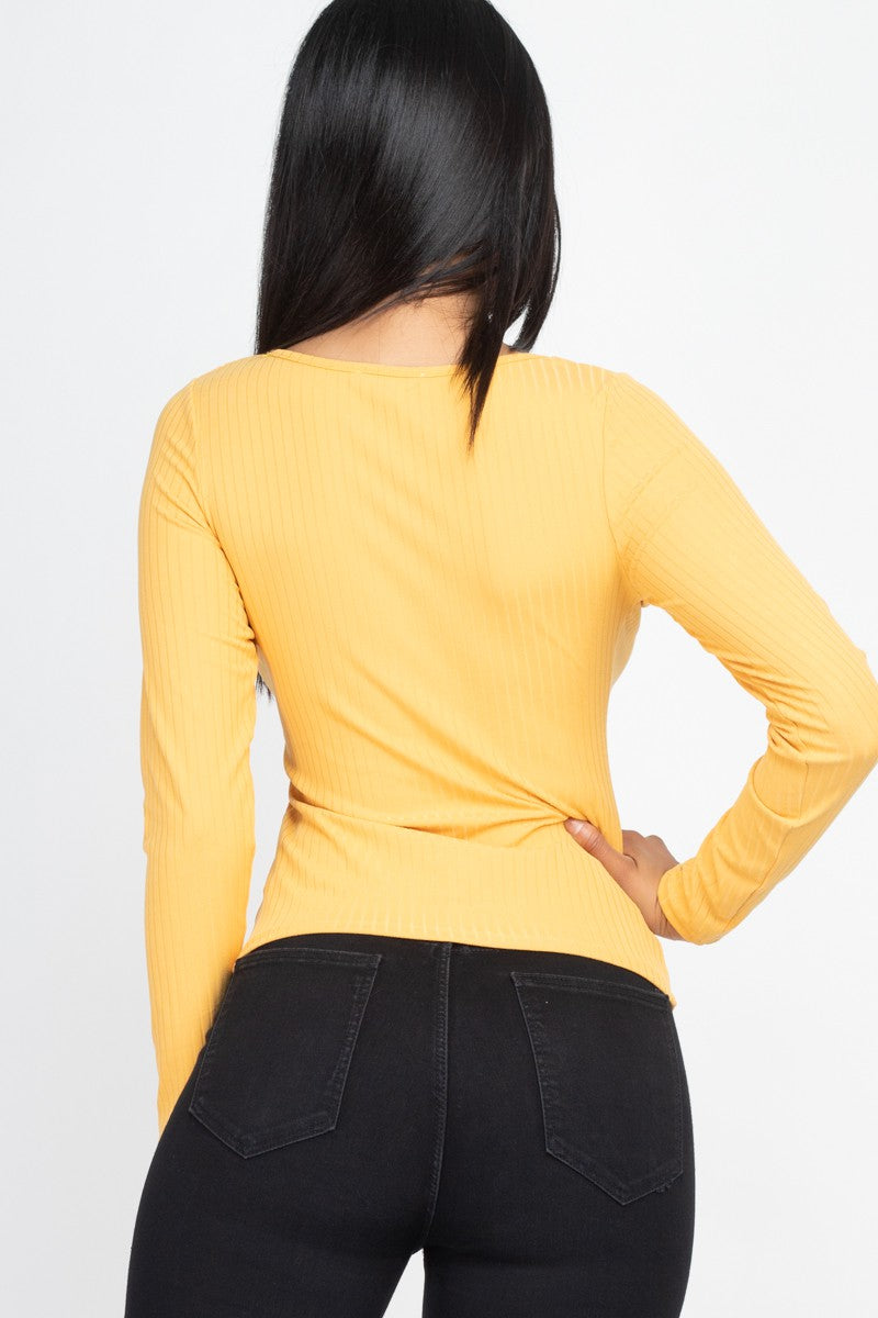 Ruched Chest detail Ribbed Top