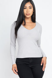 Ruched Chest detail Ribbed Top