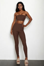 Side Slit Bandeau Top & Flare Pants Set For Women