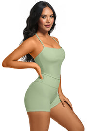 Cross Back Top With Bra And Shorts 2pc Set