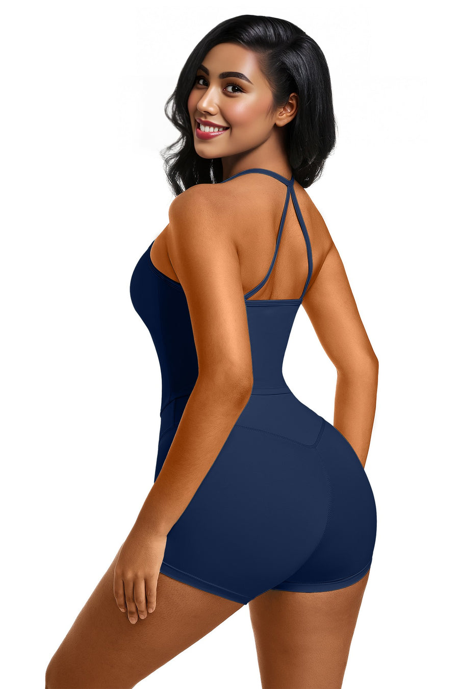 Cross Back Top With Bra And Shorts 2pc Set