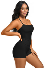 Cross Back Top With Bra And Shorts 2pc Set