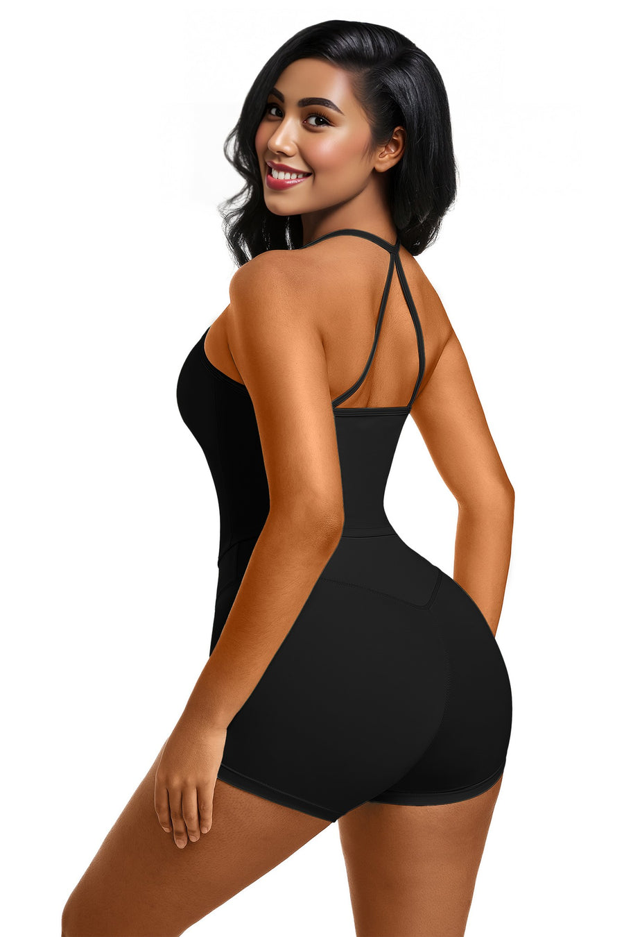 Cross Back Top With Bra And Shorts 2pc Set