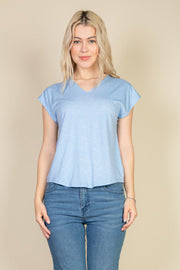 V-Neck Batwing Sleeve Washed Tee