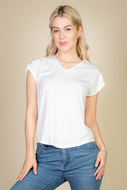 V-Neck Batwing Sleeve Washed Tee